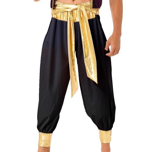 Halloween Hombres Príncipe Árabe Pantalones Indio Desierto Príncipe Gitano Hippie Harén Pantalones - Imagen 21 de 25
