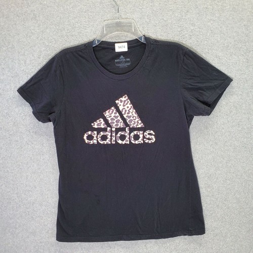 Adidas Women Shirt Large Black Cheetah 