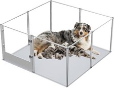 Whelping Box Fence Pet Indoor Clear Whelping Playpen Cage with Waterproof Pad