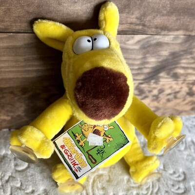 Vintage Mother Goose & Grimm Plush Grimmy Dog Window Cling 24k W Tag Yellow NOS