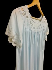 Vintage Baby Blue Lace Nightgown  Robe 2pc Set 1950  s Shadowline Retro S