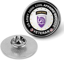 US Army 360th Civil Affairs Brigade Veteran Tie Suit Shirt Lapel Pin - Silver