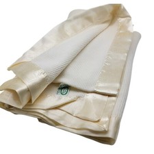Vtg Baby Gordon All Season Thermal Waffle Blanket Cream Yellow Satin Trim 42x60