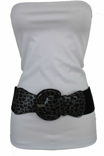 Mujer Hip Cintura Elástica Negro Plata Leopardo Estampado Moda Cinturón Size S M - Imagen 12 de 12