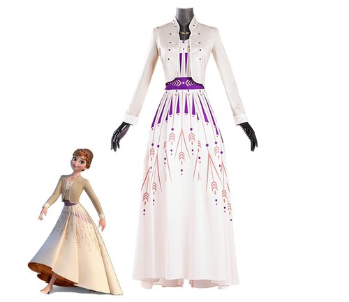 Costume Anna Frozen 2 cosplay abito completo bianco crema copia  professionale | eBay