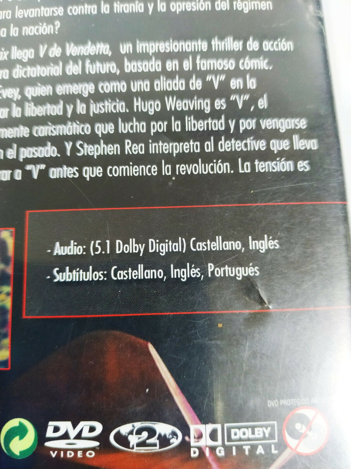 Dvd . V de Vingança . Natalie Portman . Hugo Weaving . Warner Bros .  Original em Bom Estado, Filme e Série Warner Bros Usado 75540631