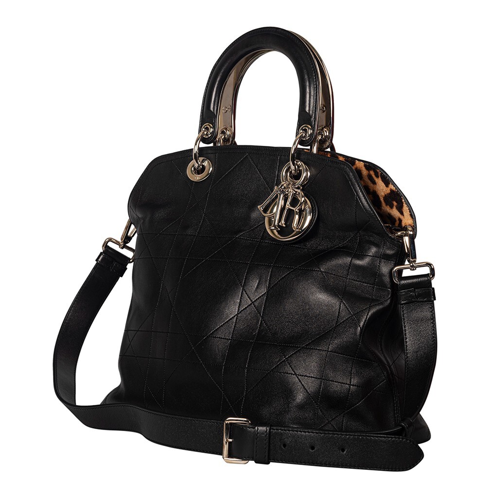 Dior Black Cannage Quilted Lambskin Leather Large Granville Dior Black Cannage Quilted Lambskin Leather Large Granville