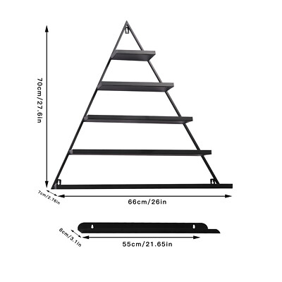 5 Tiers Metal Triangle Nail Polish Display Racks Black Wall-Mounting Shelf Kit