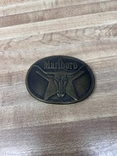 Vintage Marlboro Longhorn Brass Belt Buckle 1987 Philip Morris On Back