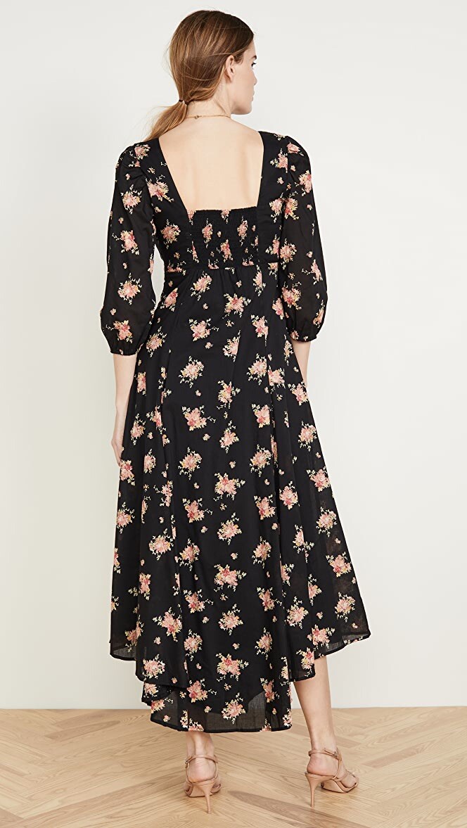 Free People Sea Glass Midi Dress Black Combo Floral Boho Hippie 2 NWT $168  | eBay