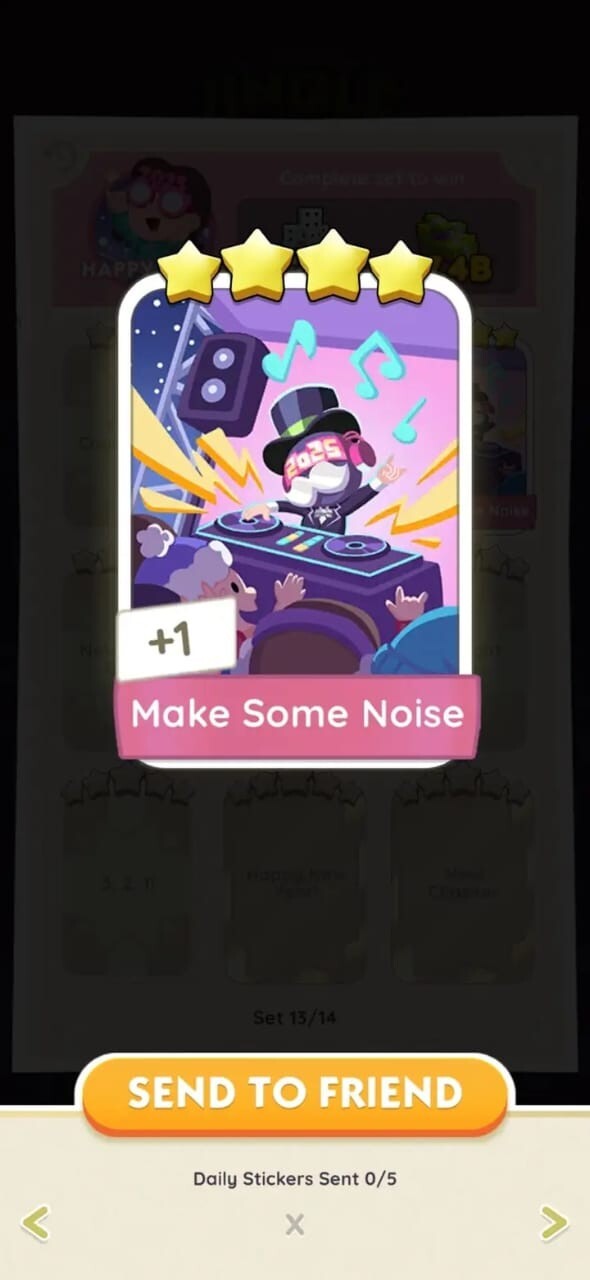 Make Some Noise- Jingle Joy- Monopoly Go -sticker 4 Star -Fast Sent -Affordable