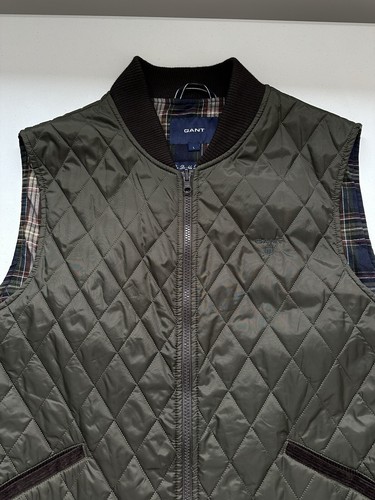 Mens GANT Quilted Lining Vest Full Zip Hunting Outdoor Khaki Size L - Picture 8 of 13
