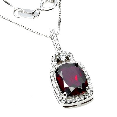 Valentine 925 Silver Necklace Antique Rhodolite 9x7mm Gemstone Jewelry
