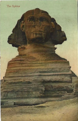c1910s Egypt RPPC Great Sphinx of Giza Pyramids Real Photo Postcard