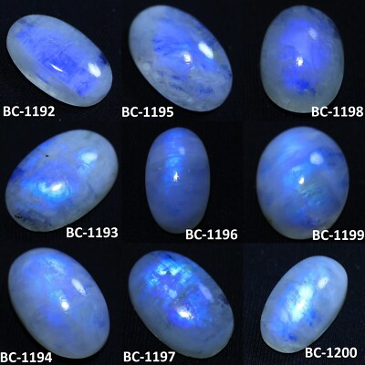 TOP QUALITY NATURAL BLUE RAINBOW FIRE MOONSTONE OVAL PEAR CABOCHON GEMSTONE BC-