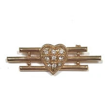 Vintage Crown Trifari Heart  Shape Clear Rhinestone Pin Brooch Signed