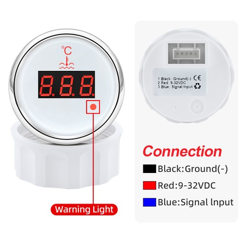 52mm Digital Water Temperature Gauge 0-120℃ With Alarm For Car Boat Motorcycle - Picture 3 of 13
