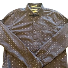 Cactus Premium Clothing Mens Long Sleeve Button Up Shirt Patterned Brown L