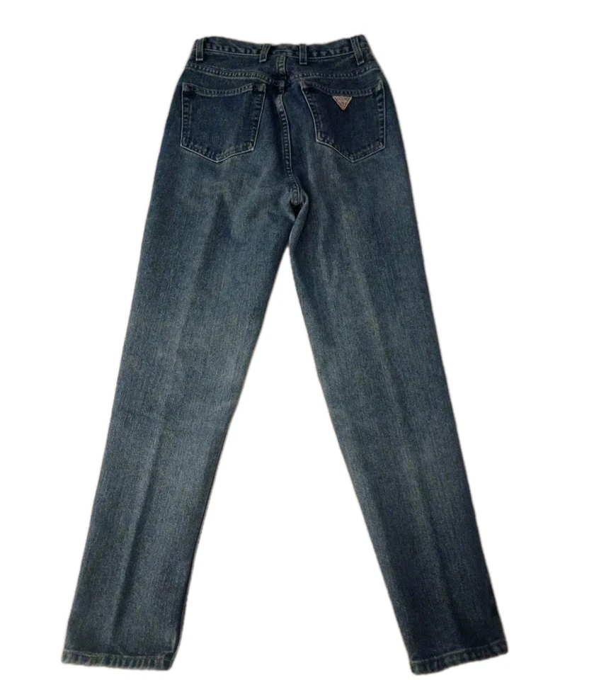 Y2K 复古 Guess 牛仔裤高腰锥形腿尺寸 28 80 年代派对 — 第 3/4 张图片