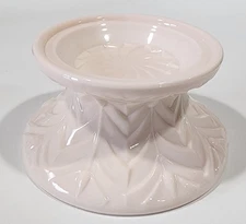 Vintage Jeanette Feather Shell Pink Milk Glass Punch Bowl Base Only