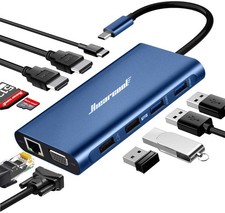Hiearcool USB C Docking Station Dual Monitor, 11 in 1 Triple Display USB C La...