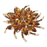 Strass Blume Brosche Pin Vintage Strass Blumen Anstecknadel Kaffee