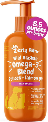 Zesty Paws Wild Alaskan Omega-3 Blend Pollock + Salmon Oil for Dogs and Cats- Sk