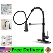 Black Kitchen Faucet with Pull Down Sprayer Stainless Steel Single Handle Pul...
