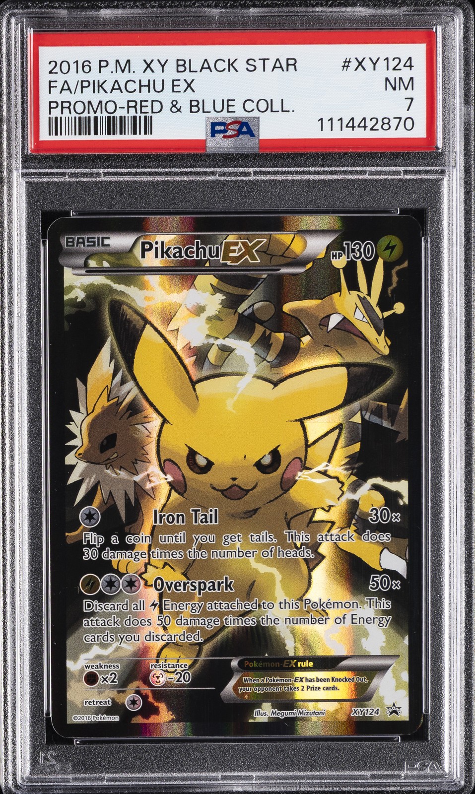 2016 POKEMON XY BLACK STAR PROMO RED & BLUE COLL FULL ART/PIKACHU EX PSA 7