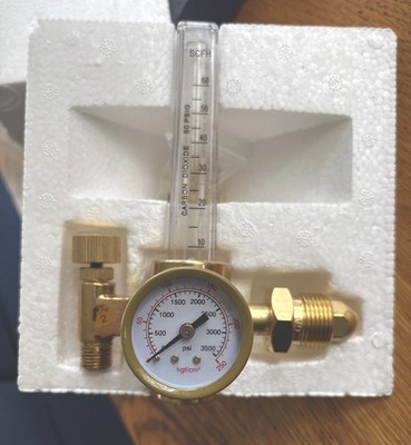 Argon CO2 Mig Tig Flowmeter Regulator Welding Gas Flow 0-60CFH Full Copper~NOS