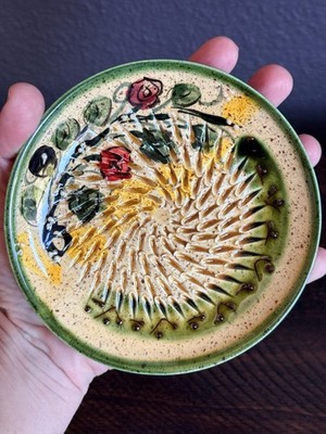 Vintage Handmade Ceramic Small Grater Plate, From Spain