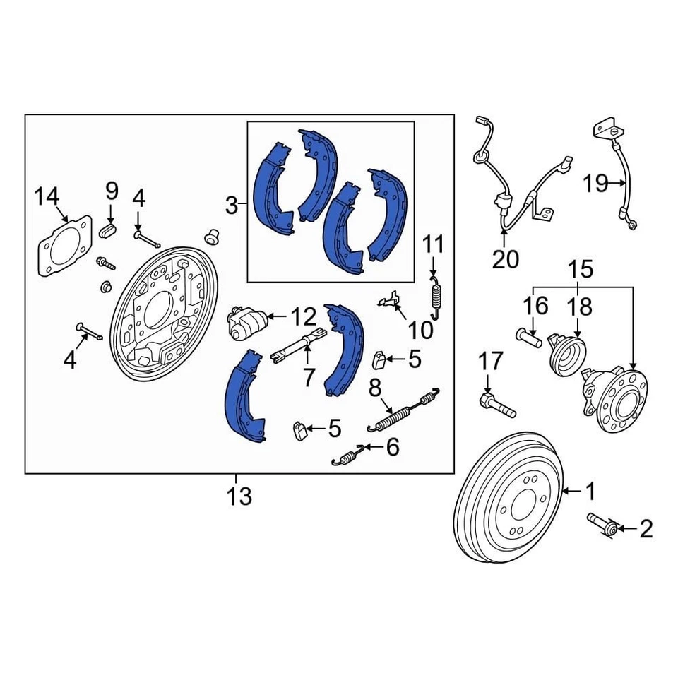 For Hyundai Elantra 2017-2020 Hyundai 58350F2A00 Rear Drum Brake Shoe - Image 2 of 2