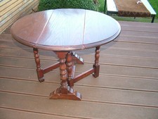 Antique Small Oak Drop Leaf Coffee Side Dinning Table