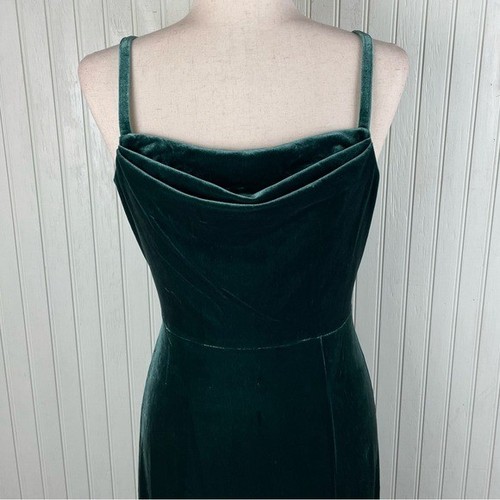 Robe neuve Birdie grise crêpe velours émeraude maxi col vachette femme taille S - Photo 3/11