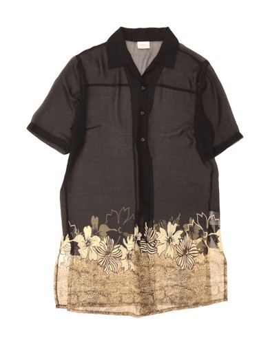 CANDA Womens See Through Tunic Dress UK 18/20 XL Black Floral AB15