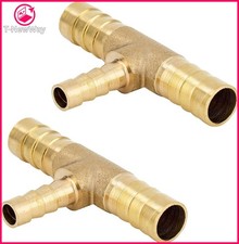Brass TEE Equa Reducing Hose Joiner Barbed Connector Air Fuel Water Pipe Tubing