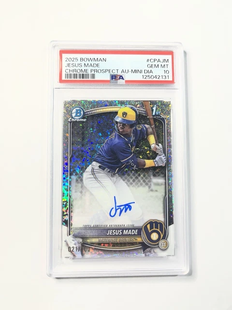 2025 BOWMAN JESUS MADE CHROME PROSPECT AUTO-MINI DIAMAIND /100 #CPA-JM PSA 10!!
