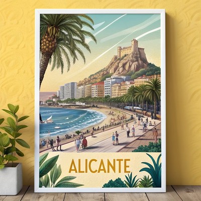 Sun-Kissed Alicante Spain Travel Poster - Vibrant Coastal City Art Print_moreDet