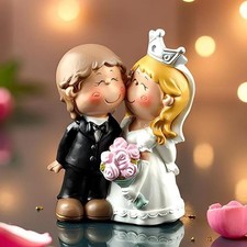 Bride And Groom Figurine, Resin Wedding Cake Topper Couple Decor Romantic K...