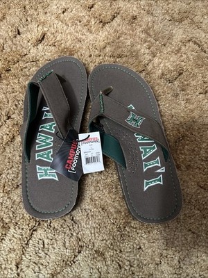 NWT Men s UNIVERSITY OF HAWAII Flip Flops sandals campus Footnotes Large 11/12