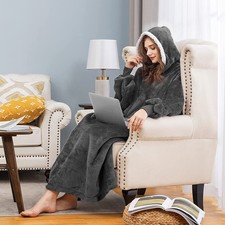 Wearable Blanket Hoodie Cozy Sherpa Fleece Gift for Women Men