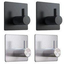 Self Adhesive Hooks Towel Holder Wall Door Stainless Steel Coat Bathroom