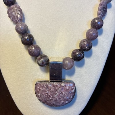 Jay King Mine Finds Purple Lepidolite Pendant Necklace 925 Sterling Silver