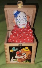 Vintage Antique Hermann Eichhorn Celluloid Clown Jack in the Box Wood Germany