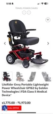 LiteRider Envy Portable Lightweight Power Wheelchair GP162- Golden Technologies