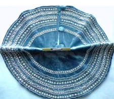 RACHEL ASHWELL Blue Crushed Velvet TABLETOP TREE SKIRT Pearl Silver Luxe 24"