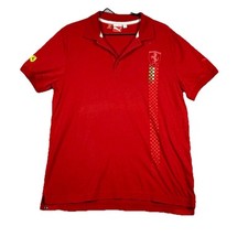 Puma Polo Shirt Large Ferrari Red Corso Pilota F1 Racing Short Sleeve Logo RARE