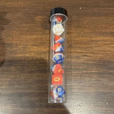 7CT TRANSPARENT POLY DICE SET - Red White & Blue