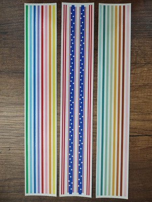 Mrs Grossman Vtg 2''x12'' Design Line Sticker sheets Patriotic Rainbow Borders Vtg