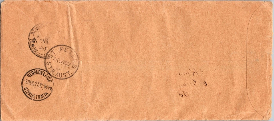 Cubierta de correo registrado Nukualofa Tonga 1927 OHMS a College Park South Australia Foto 2 de 2